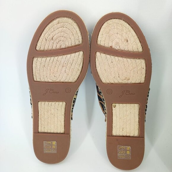 J. Crew Women's Leopard Print Brown Fabric Sandals Size 9.5 - Picture 9 of 9